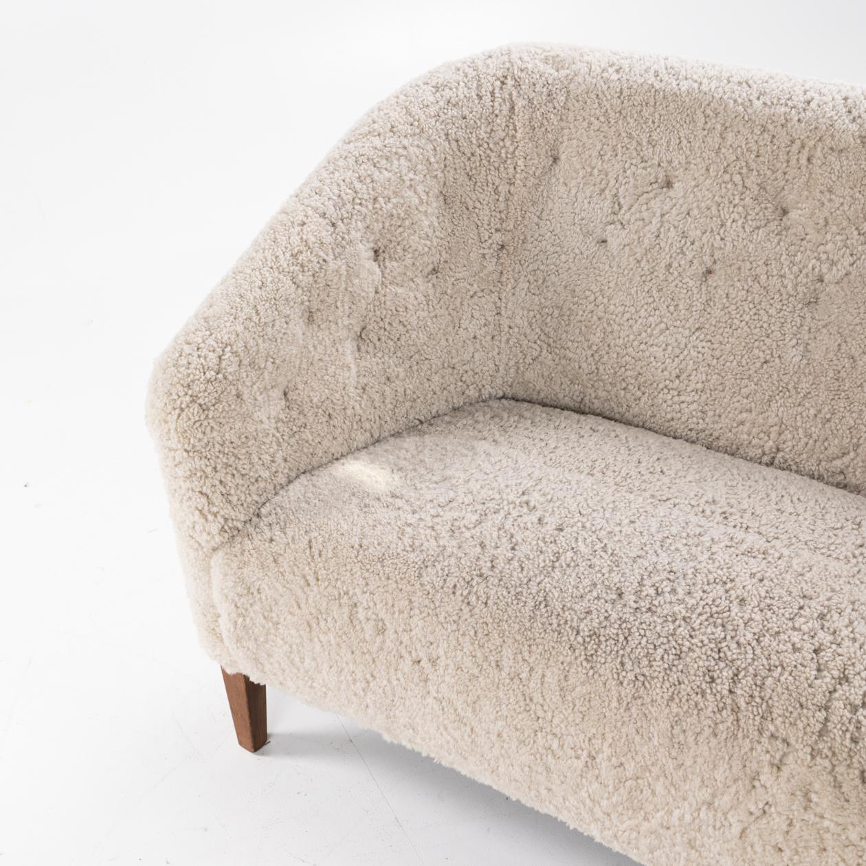 Scandinavian Modern Sofa with new lambswool by Ludvig Pontoppidan For Sale