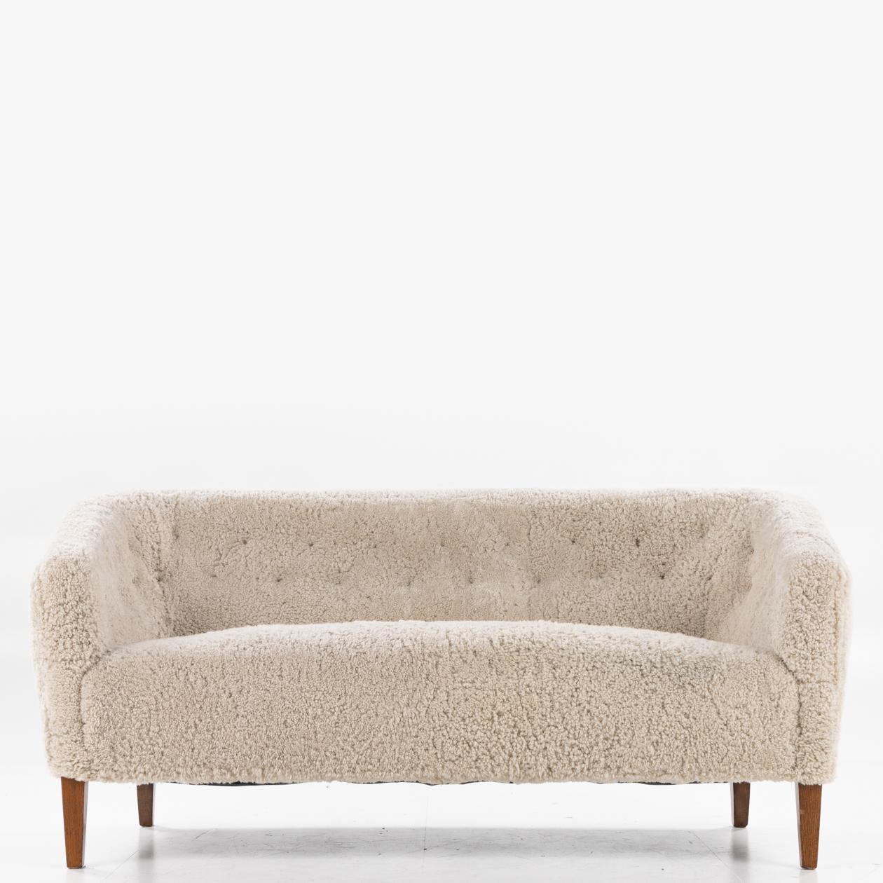 Sofa with new lambswool by Ludvig Pontoppidan In Good Condition For Sale In Copenhagen, DK