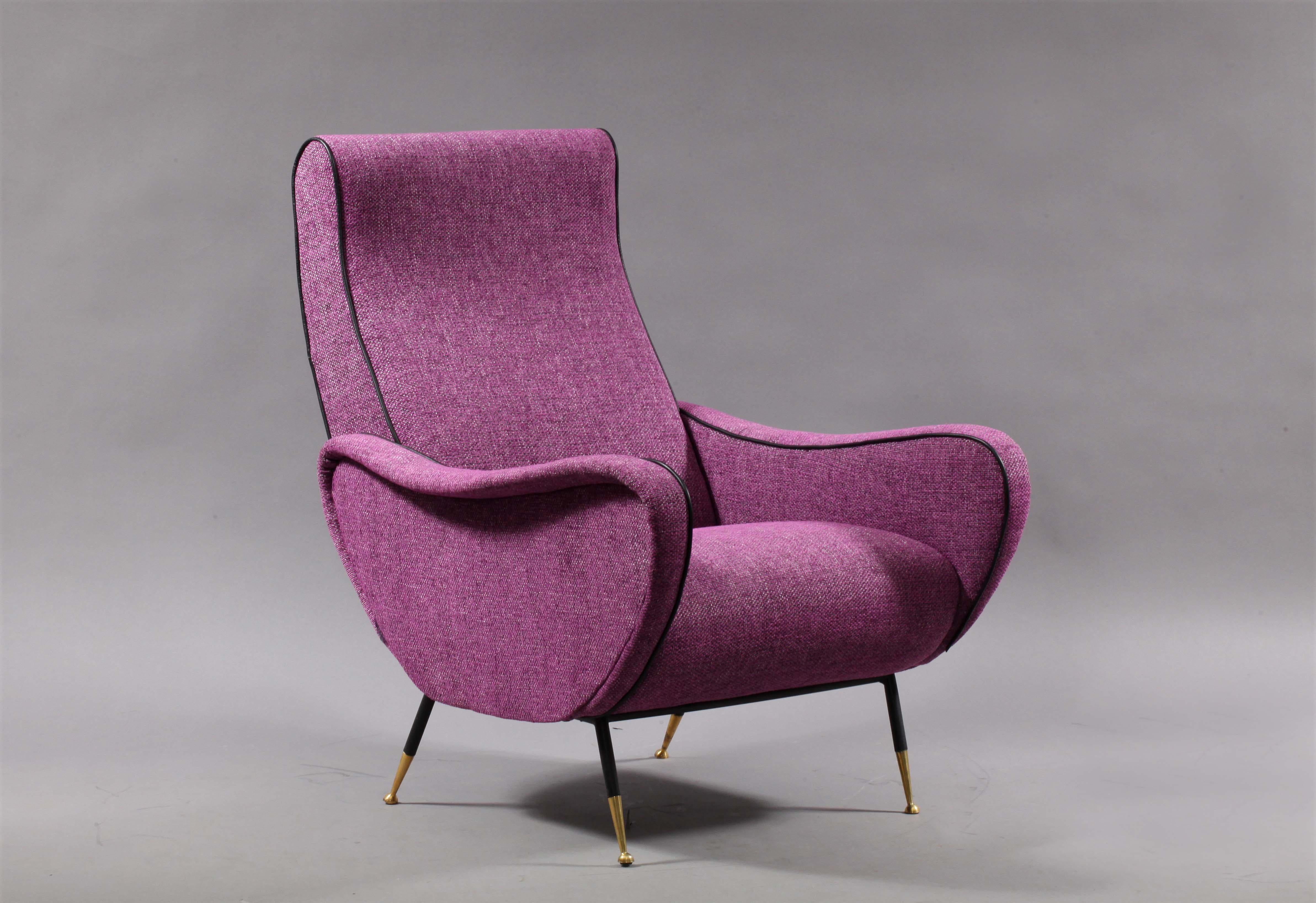 Fabric Sofa with Two Lady Chairs Marco Zanuso Style, Italy, 1950