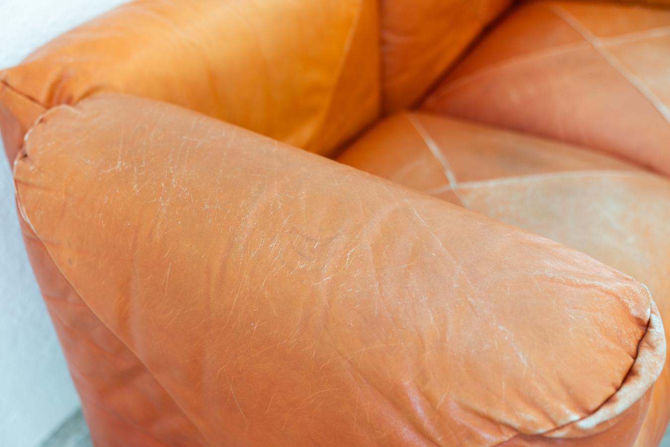Canapés et poufs en cuir orange Marius & Marius par Mario Marenco pour Arflex, 70 en vente 3