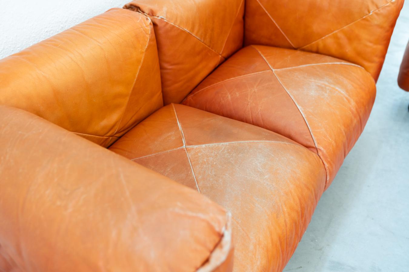Canapés et poufs en cuir orange Marius & Marius par Mario Marenco pour Arflex, 70 en vente 4