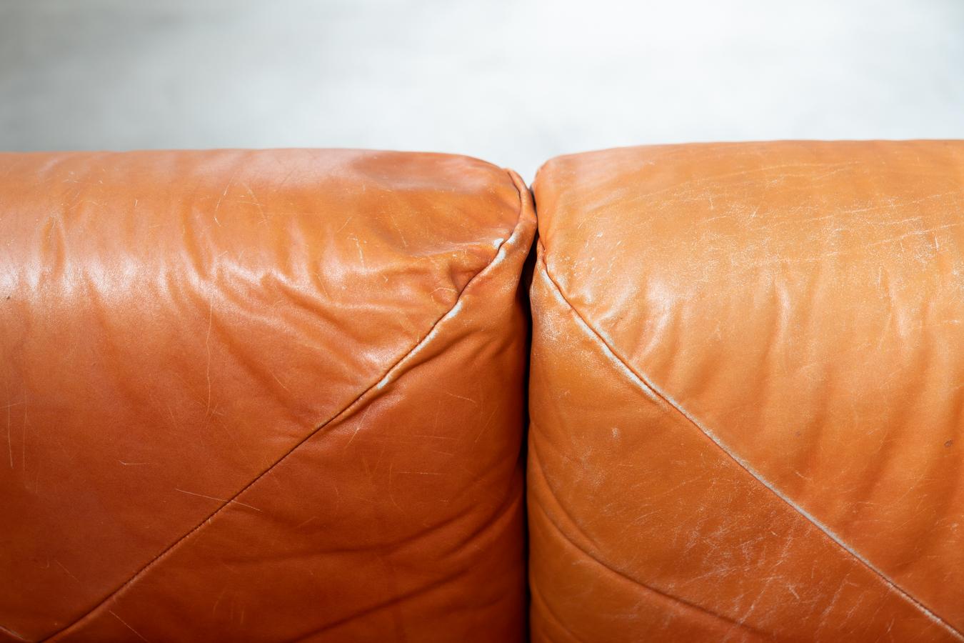 Canapés et poufs en cuir orange Marius & Marius par Mario Marenco pour Arflex, 70 en vente 9