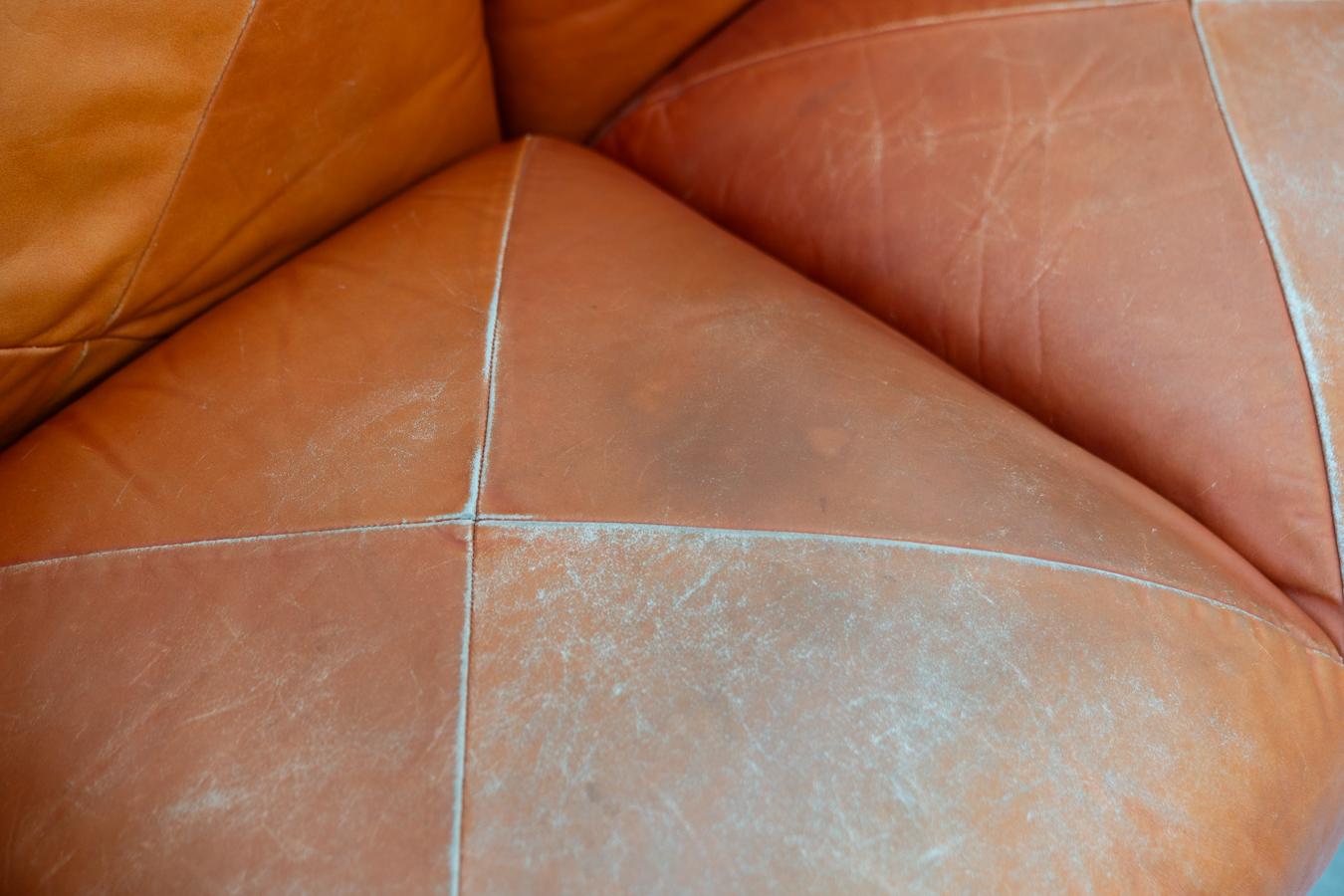 Cuir Canapés et poufs en cuir orange Marius & Marius par Mario Marenco pour Arflex, 70 en vente