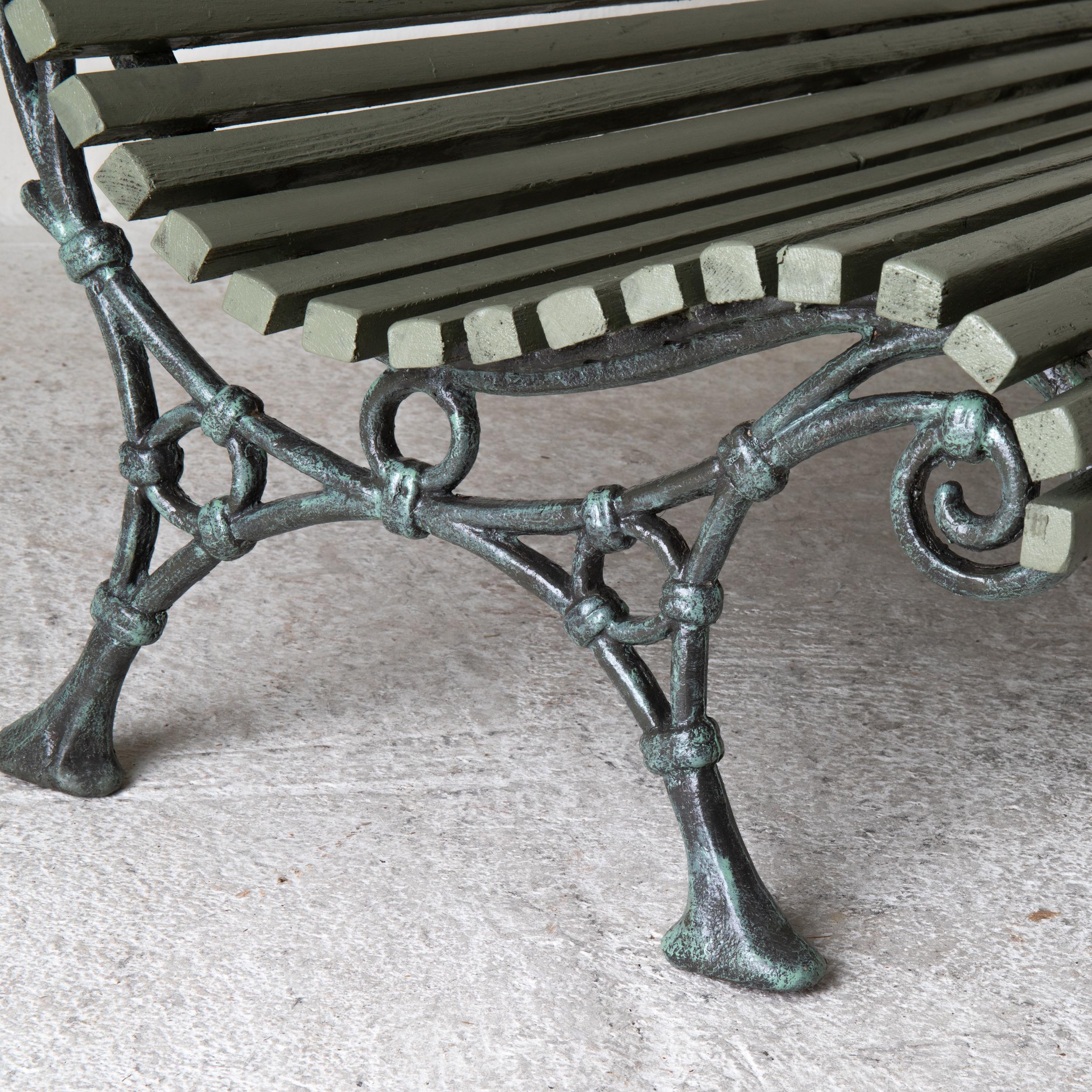 Sofas Garden Pair Swedish Early 20th Century Green Wood and Iron Sweden In Good Condition In New York, NY