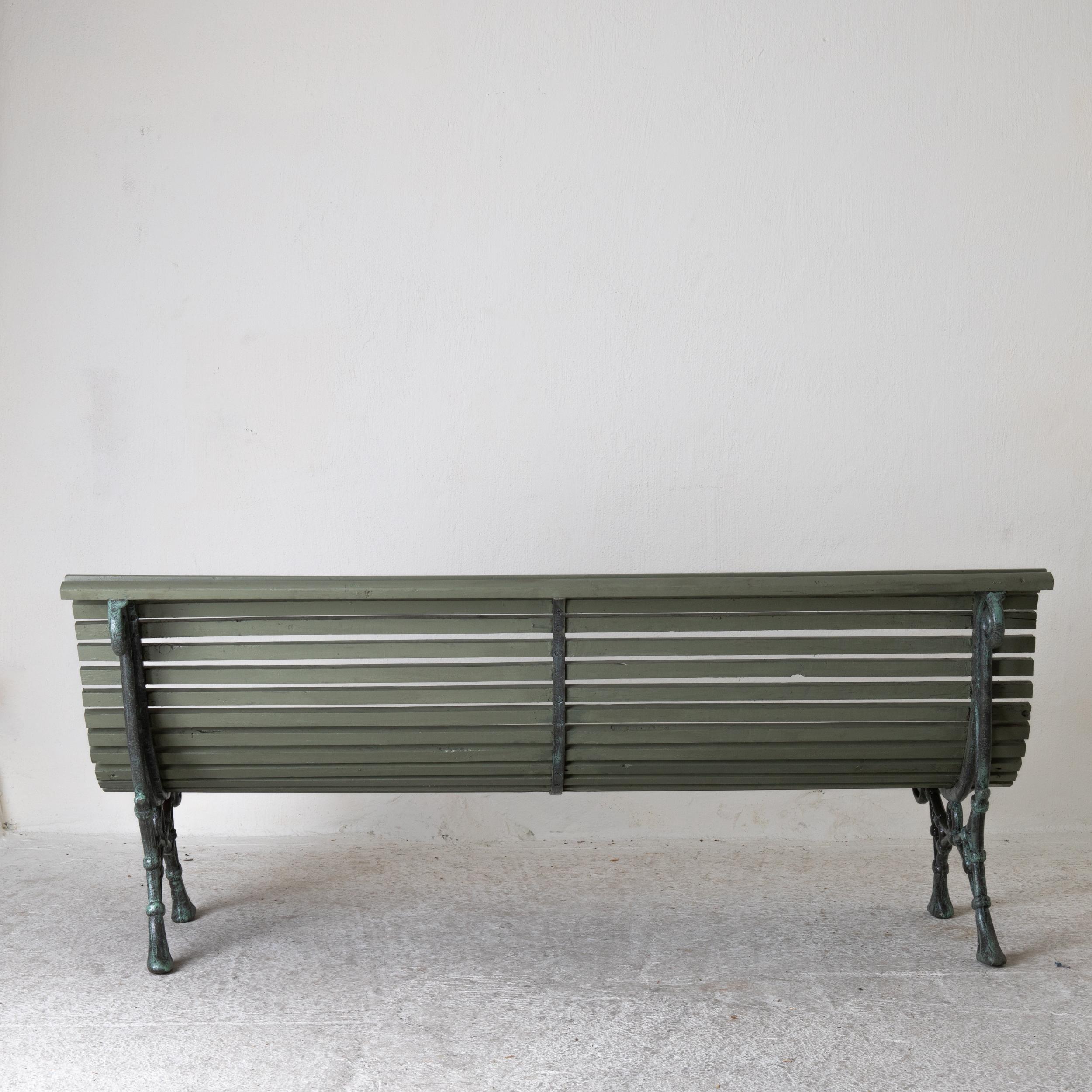 Sofas Garden Pair Swedish Early 20th Century Green Wood and Iron Sweden 2