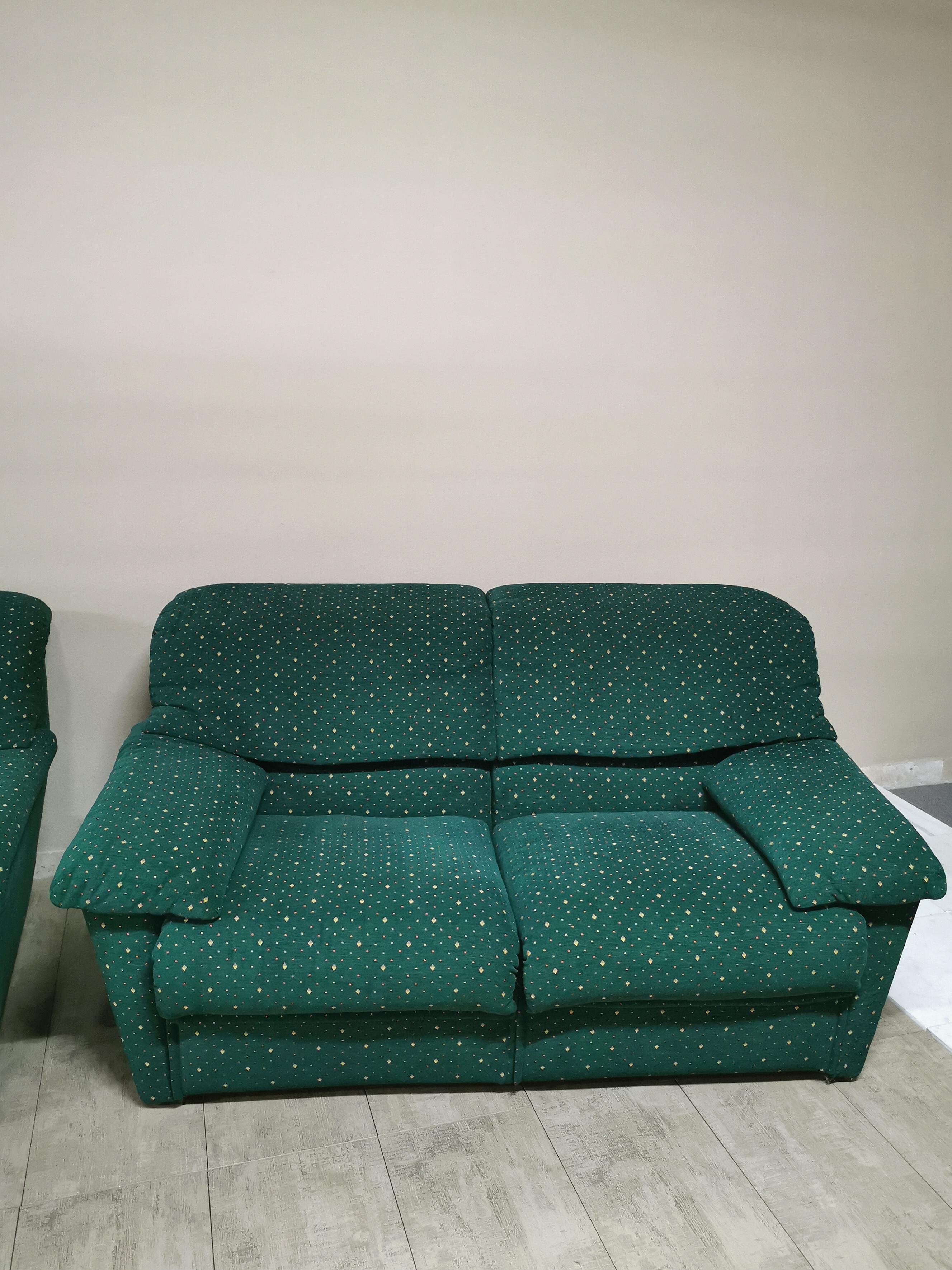 Italian Sofas Living Room Green Velvet by Pol 74 Postmodern 2 3 Seat Italy 1990 Set of 2