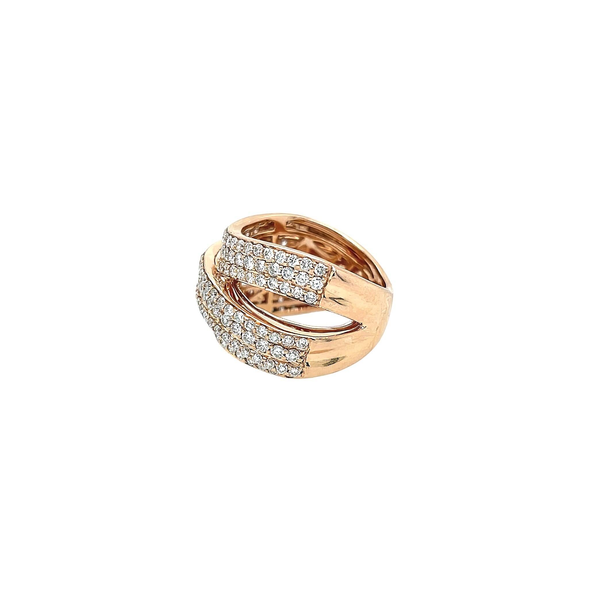Brilliant Cut SOFER Rose Gold Diamond Triple Band Ring