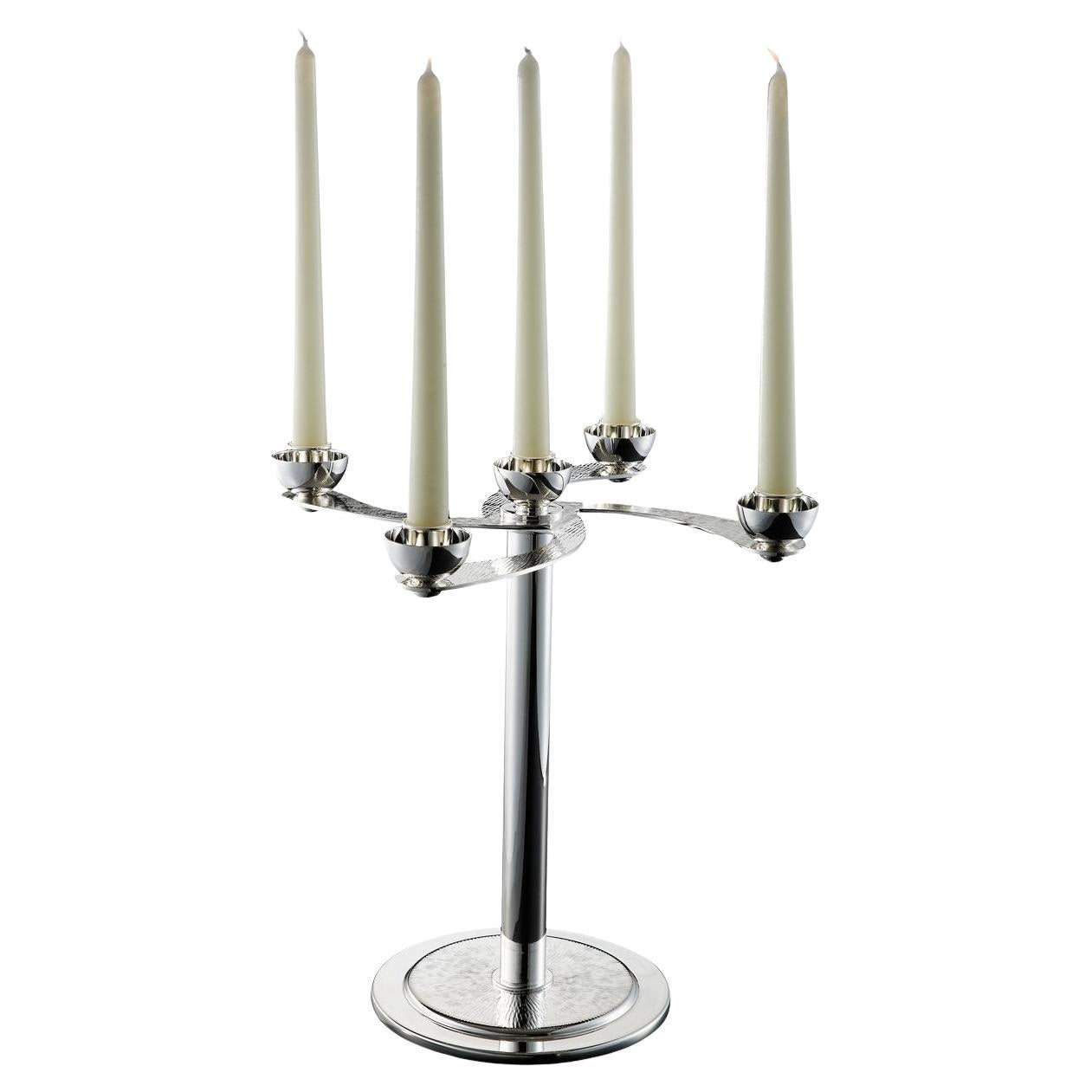 Soffio 5-Candle Silver Candelabra For Sale