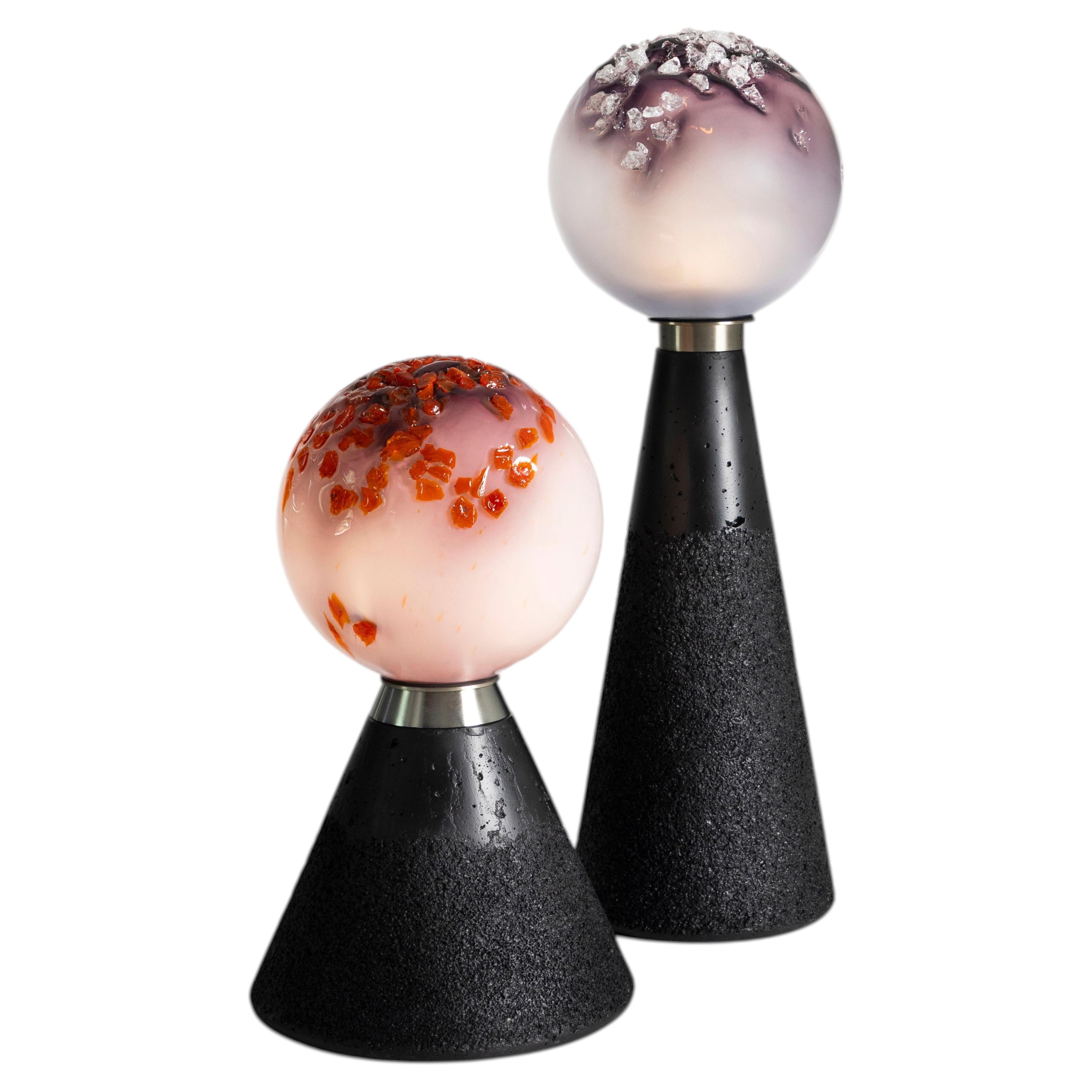 Lámpara de pie «Soffio III» de Draga & Aurel, H. 88,5 cm, cristal de Murano, hormigón, LED en venta