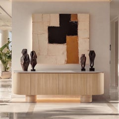 Soffio Oak with Travertine Top Sideboard