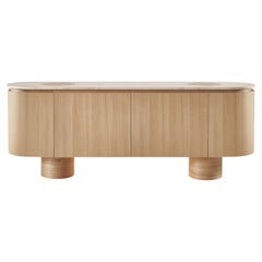 Soffio Oak with Travertine Top Sideboard