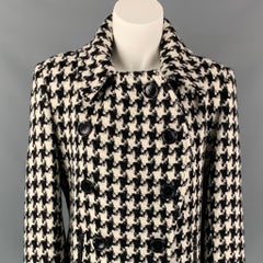 SOFIA CASHMERE Size 6 Black & White Houndstooth Alpaca / Wool Coat