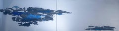 "Fluidity #24" - blue abstract painting on metal