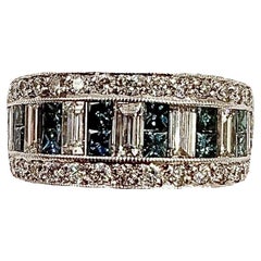 Sofia Fiori White And Blue Diamond White Gold Band Ring
