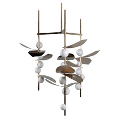 Sofia Mouth Blown Glass LED Config 2, fatto a mano in ottone, bronzo o nichel