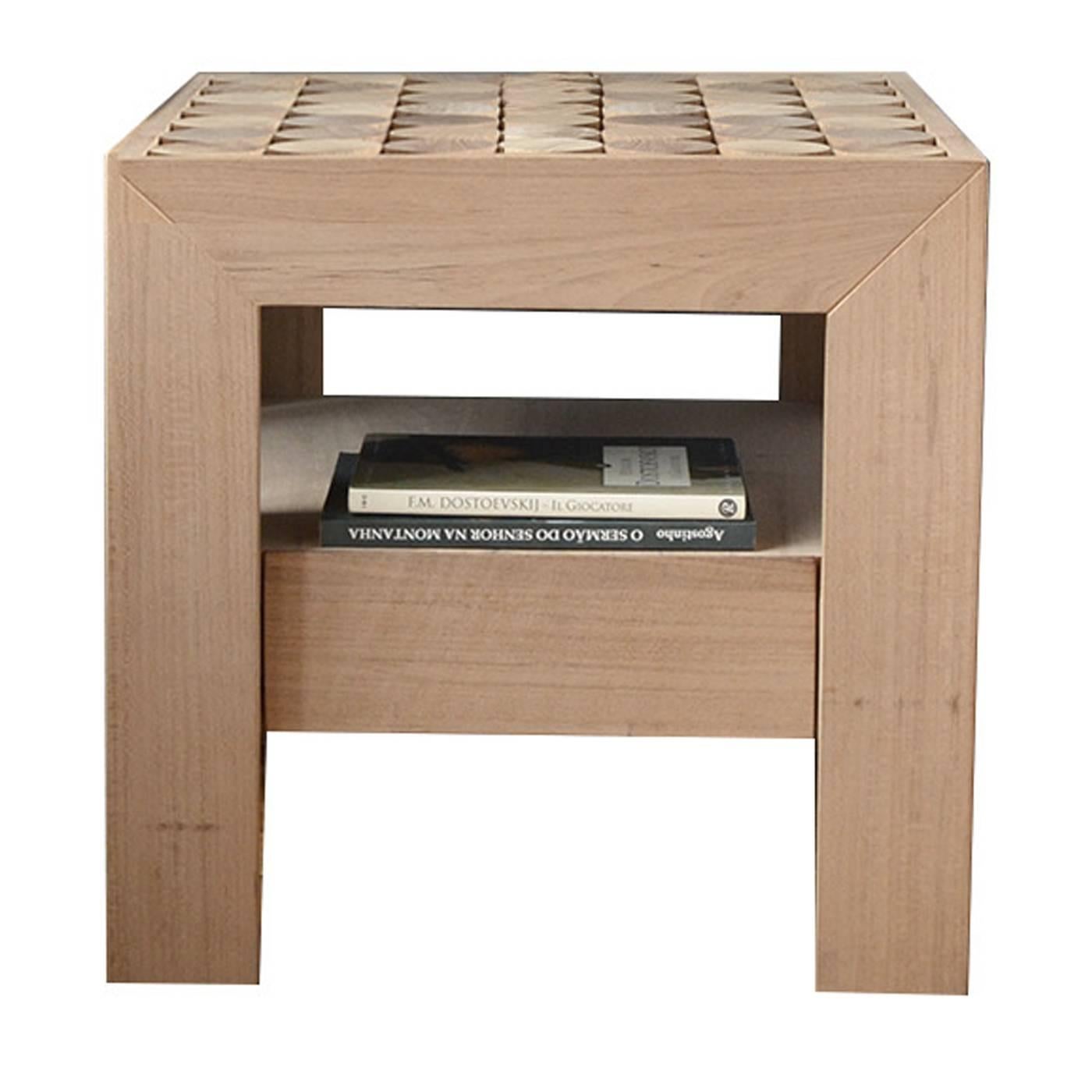 Part of the Sofia collection that features the warmth of the solid wood and the minimalism of clean silhouettes, this nightstand is made by expert craftsmen with artisanal methods, so that each piece can slightly vary from the other. The solid