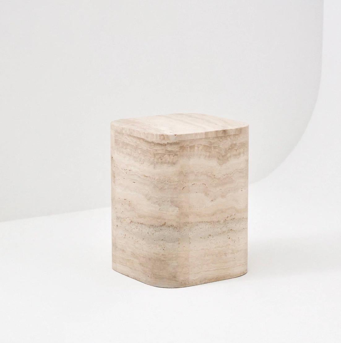 Contemporary Sofia Side Table by Just Adele in Travertine For Sale