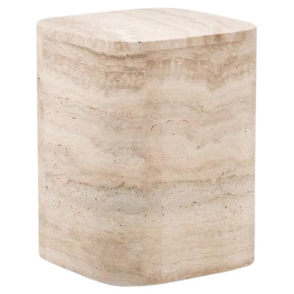 Sofia Side Table by Just Adele in Travertine For Sale