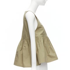 SOFIE D'HOORE green cotton V neck spaghetti flare safari tank top FR34 XS