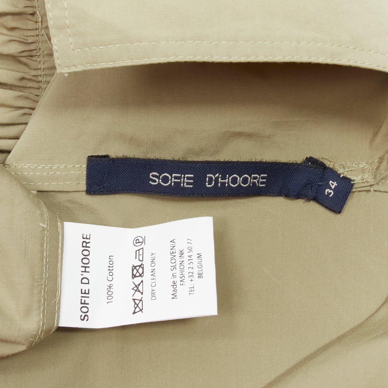 SOFIE D'HOORE green cotton V neck spaghetti flare safari tank top FR34 XS For Sale 4