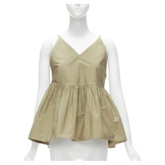 SOFIE D'HOORE green cotton V neck spaghetti flare safari tank top FR34 XS