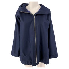 SOFIE D'HOORE Size 6 Navy Wool Polyurethane Hooded Cyril Coat