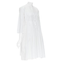 SOFIE D'HOORE abito camicia svasato baby doll in cotone bianco con bottoni davanti FR34 XS