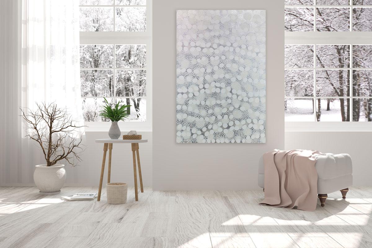 Peinture abstraite blanche « A million Possibilities » en vente 1