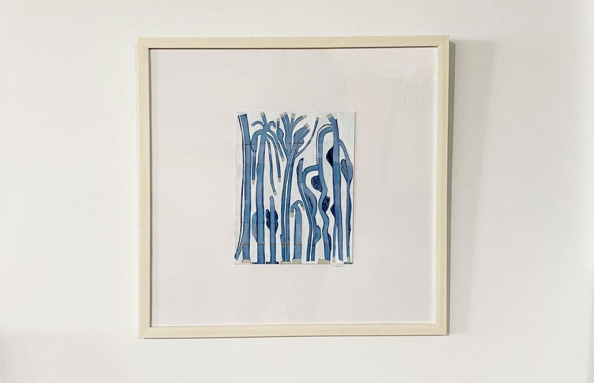 Peinture encadrée abstraite « Danseurs en bleu #2 » - Contemporain Painting par Sofie Swann