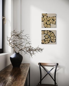 "Hieroglyphics 1 & 2" Abstract Diptych Painting - each canvas is 12"x12".