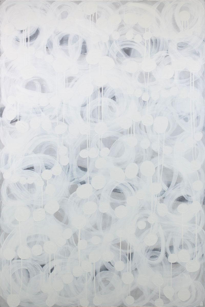 Peinture abstraite blanche Hysteria - Painting de Sofie Swann