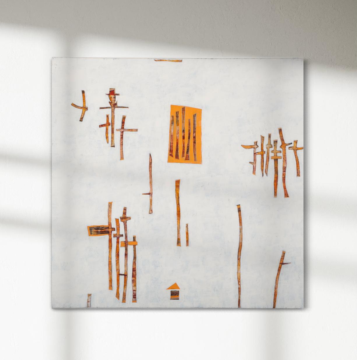 Abstract Painting Sofie Swann - "Le Chapeau Rouge" Peinture abstraite minimaliste