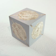 "Little Swann 11" Painted Wooden Cube Sculpture