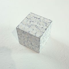 "Scultura cubica in legno dipinto "Little Swann 4