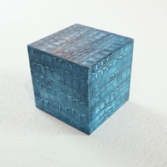 "Little Swann 9" Painted Wooden Cube Sculpture