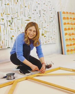 "Papaver Somniferum" Acrylic Painting - Abstract, red, gold, modern, elegant