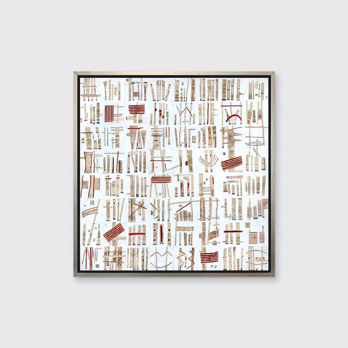 Abstract Print Sofie Swann - « Datetime Story, « encadré tirage giclée en édition limitée, 30" x 30"