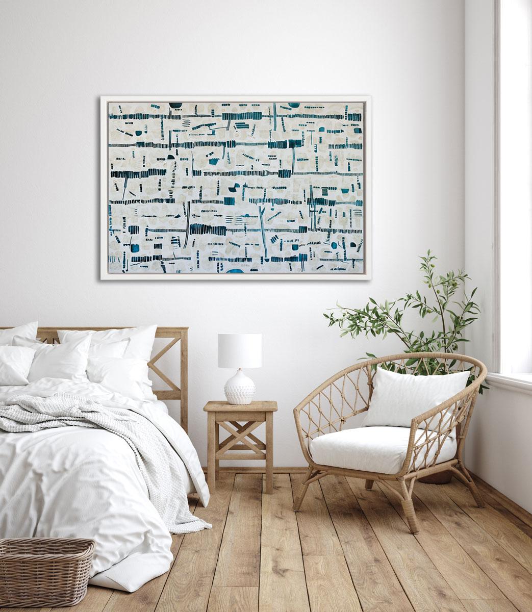 This Limited Edition abstract print by Sofie Swann is an edition of 95. Printed on canvas, this print ships rolled with natural canvas edges and can be stretched upon arrival - please see image of the print on wall to show how it would look after