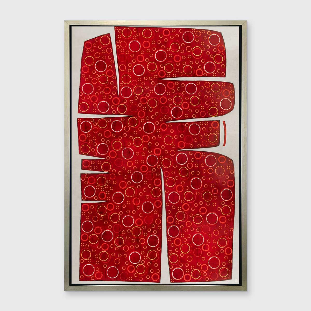 This abstract Limited Edition giclee print by Sofie Swann features an organic abstract red shape that covers almost the entire canvas, leaving a small border of off-white around it. The shape is a deep red hue, and filled with near-perfect outlines