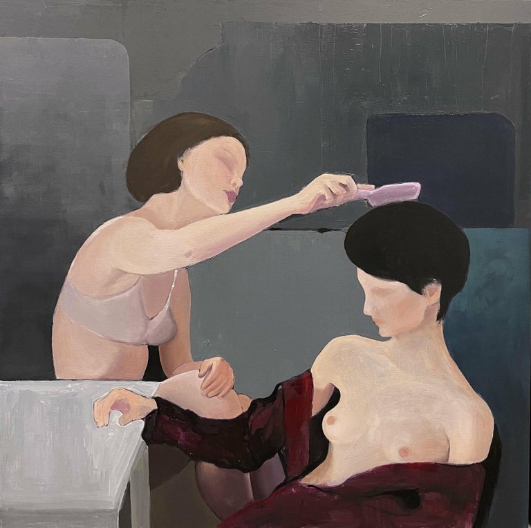 Sofiya Akimova  Figurative Painting - Series "Everyday eroticism"120x120cm