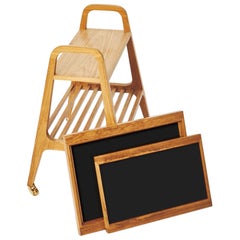 Sofo Tea Trolley in Freijo Wood with Black Glass Tray