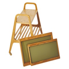 Sofo Tea Trolley in Freijo Wood with Green Glass Tray