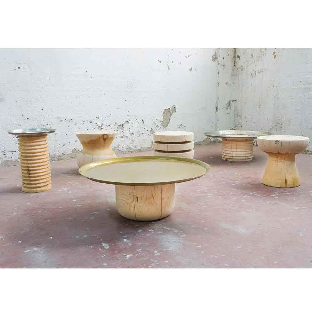 Minimalist SOFRA Coffee Table, Gold, Cedar For Sale