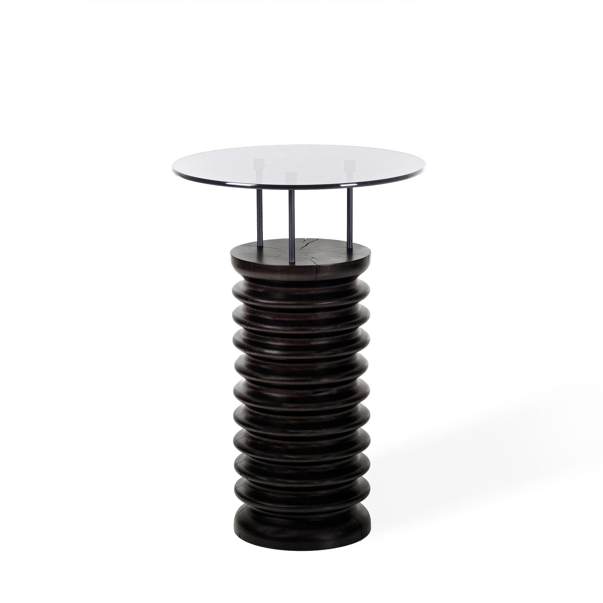 SOFRA Side / Coffee Table, Cedar Body, Glass Top For Sale 1