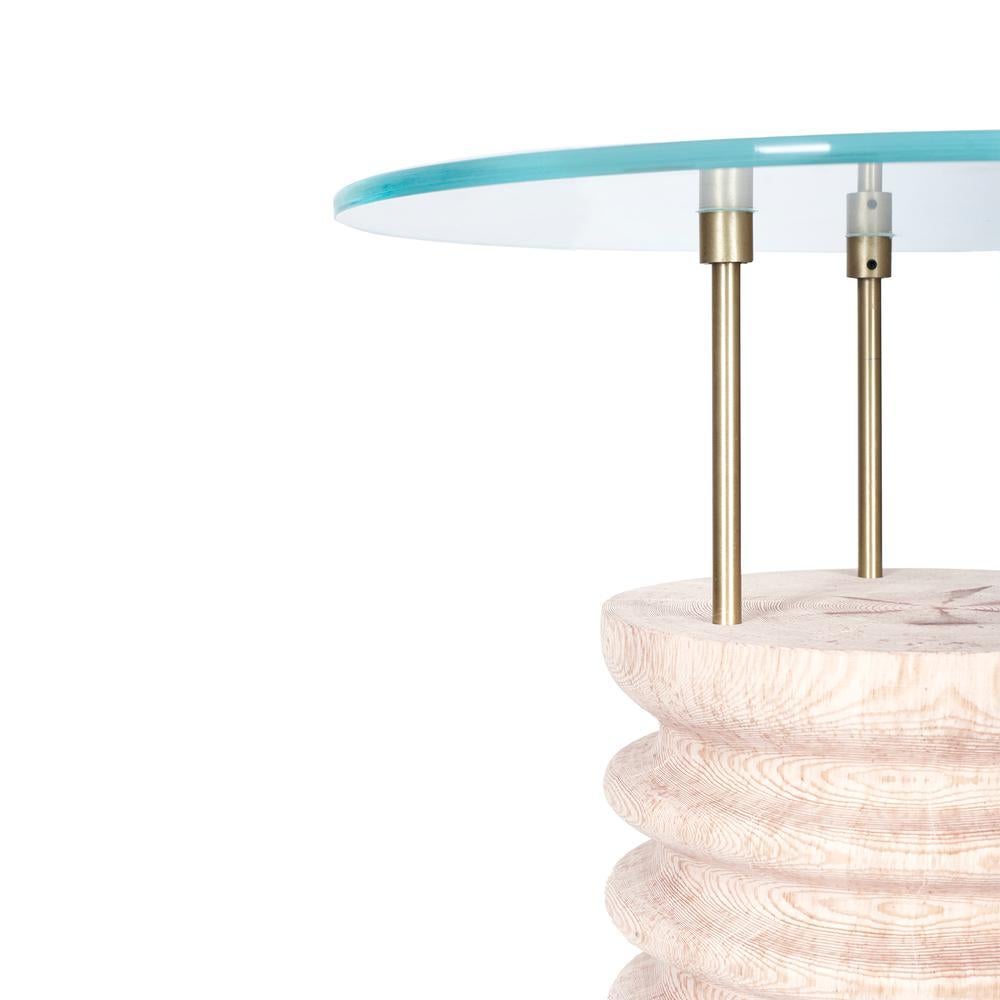 Turc Table d'appoint SOFRA courte, cèdre, plateau en verre en vente