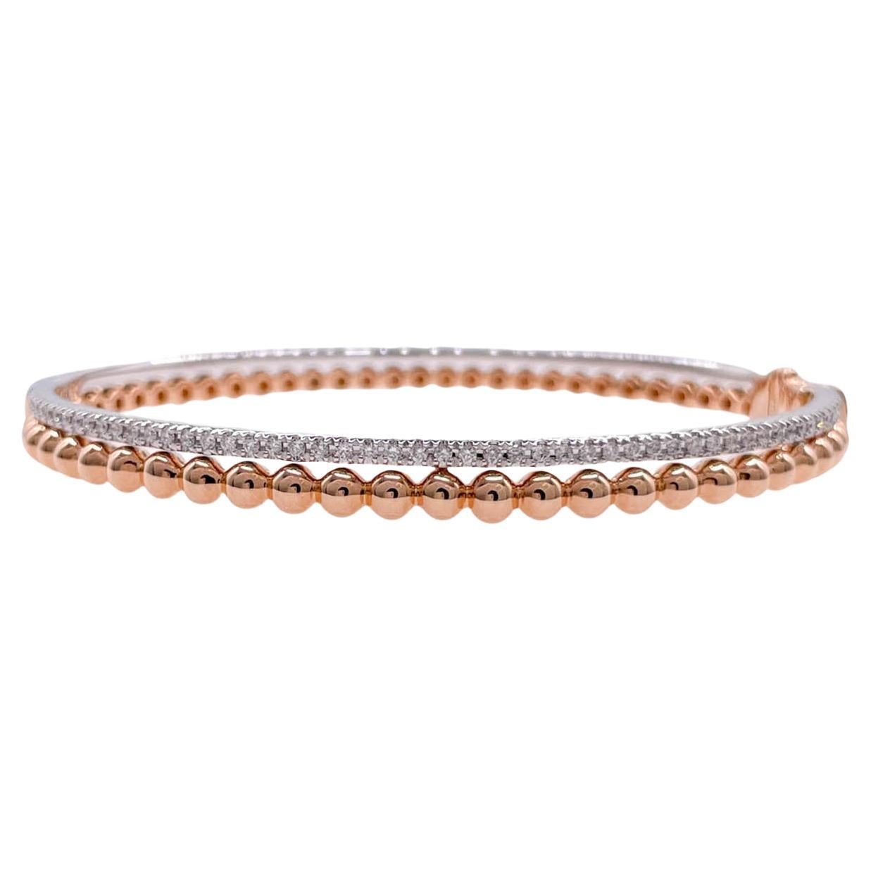 Sofragem Bracelet en or rose et blanc 18 carats avec perles de diamants en vente