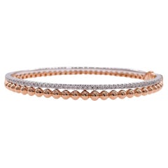 Sofragem 18k Rose and White Gold Diamond Bead Bangle Bracelet