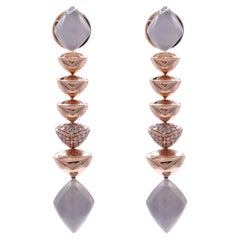 Sofragem 18k Rose Gold Cabochon Moonstone Diamond Geometric Drop Earrings