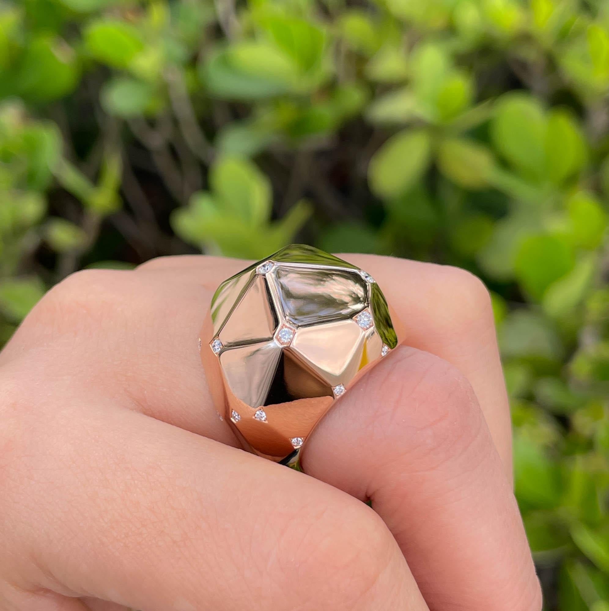 Sofragem 18k Rose Gold Diamond Geodome Cocktail Ring For Sale 5