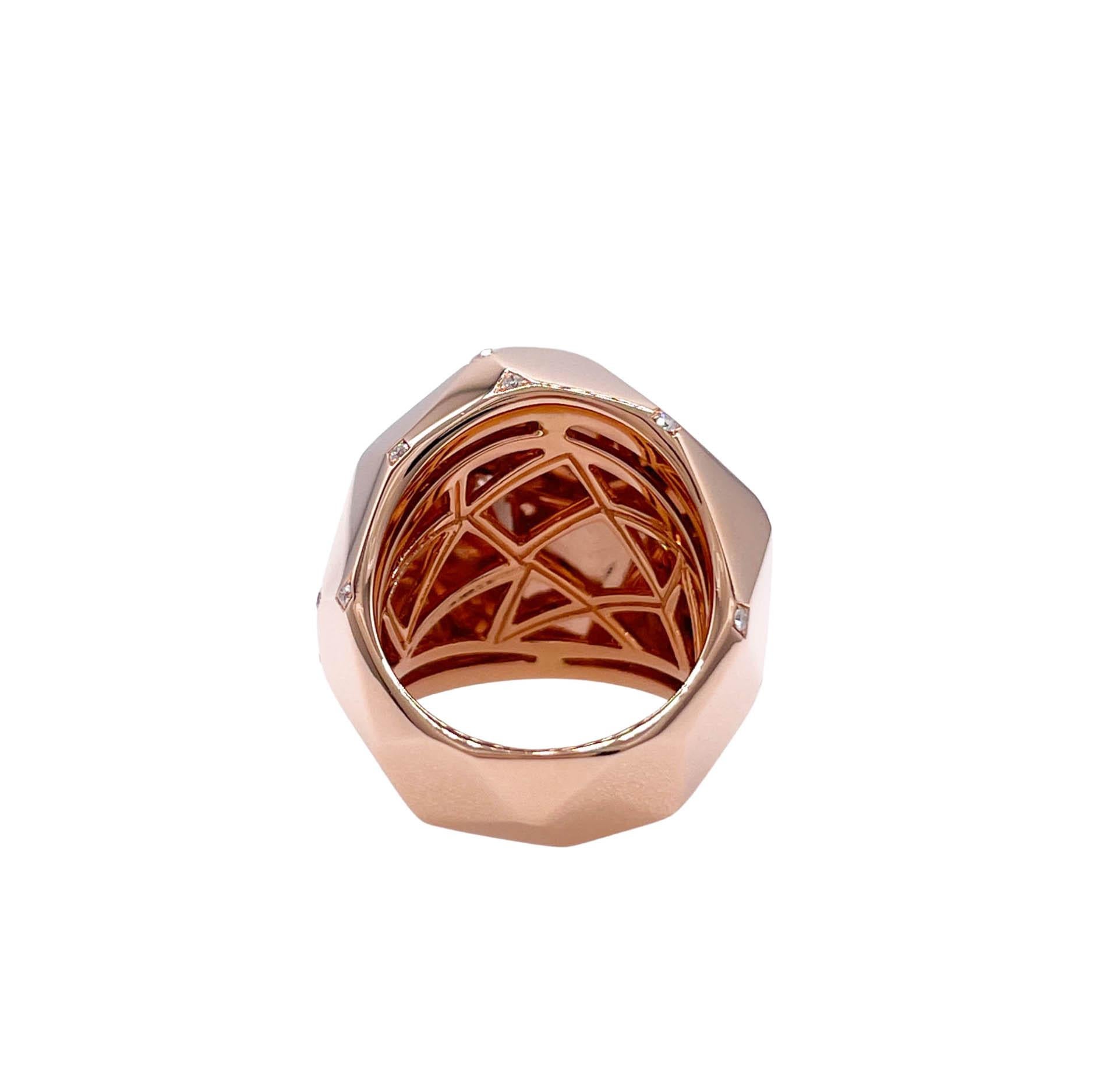 Round Cut Sofragem 18k Rose Gold Diamond Geodome Cocktail Ring For Sale